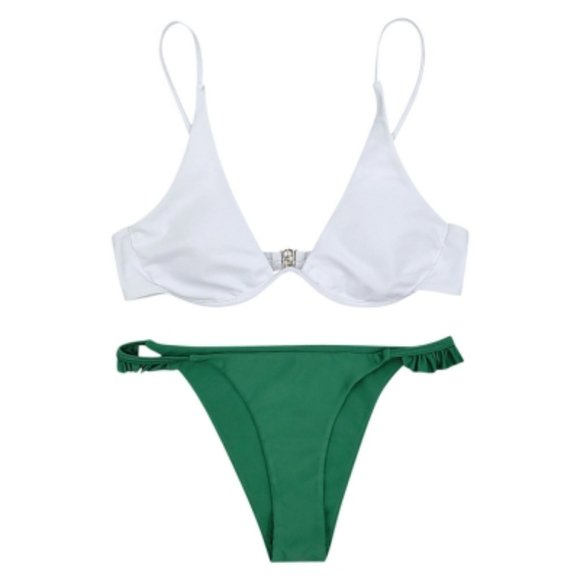 Outdoor Hot Spring Padded Ruffled Bottom Swimsuit - Picture 4 of 6